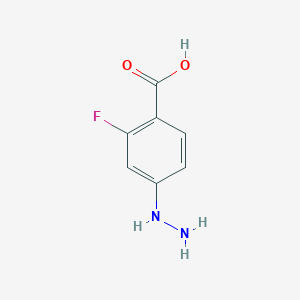 molecular formula C7H7FN2O2 B13229689 2-Fluoro-4-hydrazinylbenzoic acid 