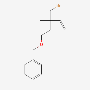 molecular formula C14H19BrO B13229758 ({[3-(Bromomethyl)-3-methylpent-4-en-1-yl]oxy}methyl)benzene 