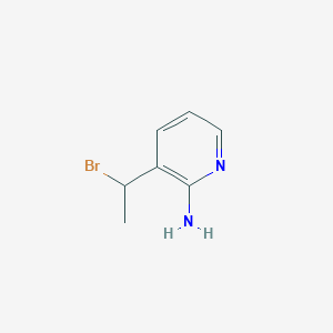 molecular formula C7H9BrN2 B13229778 3-(1-Bromoethyl)pyridin-2-amine 