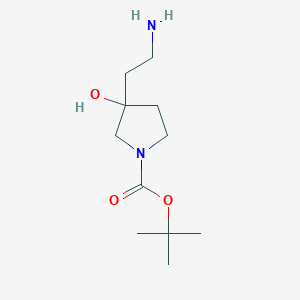 molecular formula C11H22N2O3 B13229801 Tert-butyl 3-(2-aminoethyl)-3-hydroxypyrrolidine-1-carboxylate 