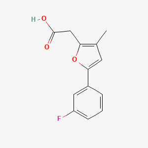 molecular formula C13H11FO3 B13229815 2-[5-(3-Fluorophenyl)-3-methylfuran-2-yl]acetic acid 