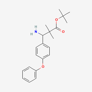 molecular formula C21H27NO3 B13229877 tert-Butyl 3-amino-2,2-dimethyl-3-(4-phenoxyphenyl)propanoate 