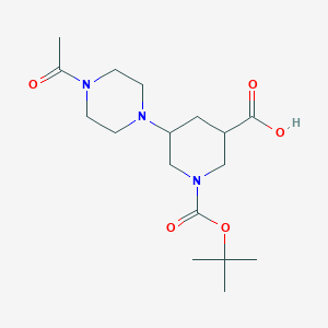 molecular formula C17H29N3O5 B13229931 5-(4-Acetylpiperazin-1-yl)-1-[(tert-butoxy)carbonyl]piperidine-3-carboxylic acid 