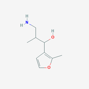 molecular formula C9H15NO2 B13229943 3-Amino-2-methyl-1-(2-methylfuran-3-yl)propan-1-ol 
