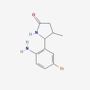 molecular formula C11H13BrN2O B13229944 5-(2-Amino-5-bromophenyl)-4-methylpyrrolidin-2-one 