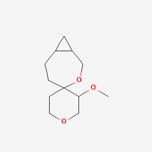 molecular formula C12H20O3 B13230015 3'-Methoxy-3-oxaspiro[bicyclo[5.1.0]octane-4,4'-oxane] 