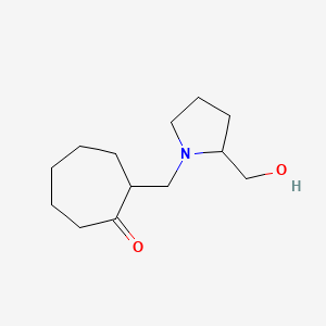 molecular formula C13H23NO2 B13230017 2-{[2-(Hydroxymethyl)pyrrolidin-1-yl]methyl}cycloheptan-1-one 