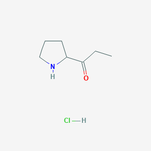 molecular formula C7H14ClNO B13230037 1-(Pyrrolidin-2-yl)propan-1-one hydrochloride 