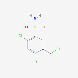 molecular formula C7H6Cl3NO2S B13230096 2,4-Dichloro-5-(chloromethyl)benzene-1-sulfonamide 
