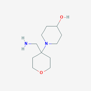 molecular formula C11H22N2O2 B13230118 1-[4-(Aminomethyl)oxan-4-yl]piperidin-4-ol 