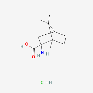 molecular formula C11H20ClNO2 B13230158 2-Amino-1,7,7-trimethylbicyclo[2.2.1]heptane-2-carboxylic acid hydrochloride 