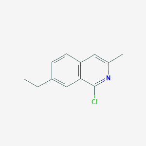 molecular formula C12H12ClN B13230243 1-Chloro-7-ethyl-3-methylisoquinoline 