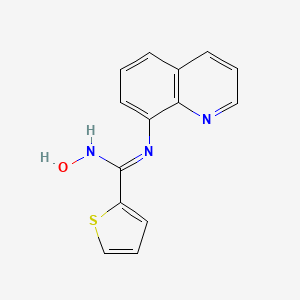 molecular formula C14H11N3OS B13230247 N-hydroxy-N'-quinolin-8-ylthiophene-2-carboximidamide 