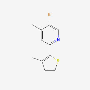 molecular formula C11H10BrNS B13230251 5-Bromo-4-methyl-2-(3-methylthiophen-2-yl)pyridine 