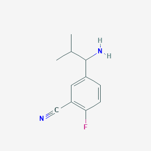 molecular formula C11H13FN2 B13230277 5-(1-Amino-2-methylpropyl)-2-fluorobenzonitrile 