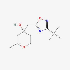 molecular formula C13H22N2O3 B13230288 4-[(3-tert-Butyl-1,2,4-oxadiazol-5-yl)methyl]-2-methyloxan-4-ol 