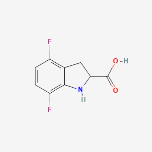 molecular formula C9H7F2NO2 B13230319 4,7-Difluoro-2,3-dihydro-1H-indole-2-carboxylic acid 