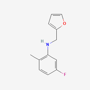 molecular formula C12H12FNO B13230331 5-fluoro-N-(furan-2-ylmethyl)-2-methylaniline 