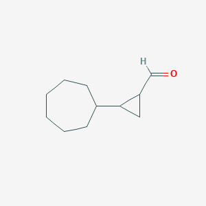 molecular formula C11H18O B13230332 2-Cycloheptylcyclopropane-1-carbaldehyde 