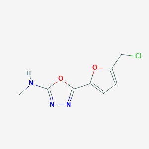 molecular formula C8H8ClN3O2 B13230375 5-[5-(Chloromethyl)furan-2-yl]-N-methyl-1,3,4-oxadiazol-2-amine 