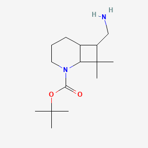 molecular formula C15H28N2O2 B13230385 tert-Butyl 7-(aminomethyl)-8,8-dimethyl-2-azabicyclo[4.2.0]octane-2-carboxylate 