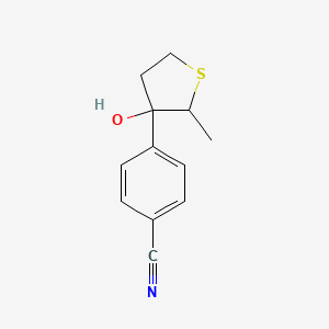molecular formula C12H13NOS B13230395 4-(3-Hydroxy-2-methylthiolan-3-yl)benzonitrile 