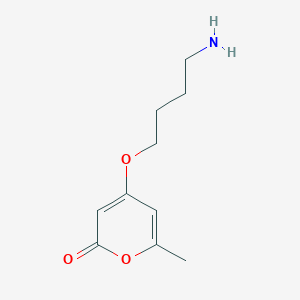 molecular formula C10H15NO3 B13230403 4-(4-Aminobutoxy)-6-methyl-2H-pyran-2-one 
