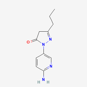 molecular formula C11H14N4O B13230458 1-(6-Aminopyridin-3-yl)-3-propyl-4,5-dihydro-1H-pyrazol-5-one 