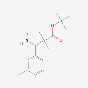 molecular formula C16H25NO2 B13230472 tert-Butyl 3-amino-2,2-dimethyl-3-(3-methylphenyl)propanoate 