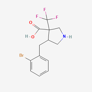 molecular formula C13H13BrF3NO2 B13230507 4-[(2-Bromophenyl)methyl]-3-(trifluoromethyl)pyrrolidine-3-carboxylic acid 