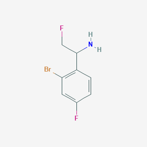 molecular formula C8H8BrF2N B13230526 1-(2-Bromo-4-fluorophenyl)-2-fluoroethan-1-amine 