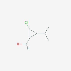 molecular formula C7H11ClO B13230571 2-Chloro-3-(propan-2-yl)cyclopropane-1-carbaldehyde 