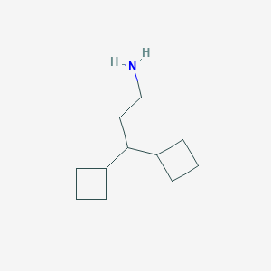 molecular formula C11H21N B13230576 3,3-Dicyclobutylpropan-1-amine 