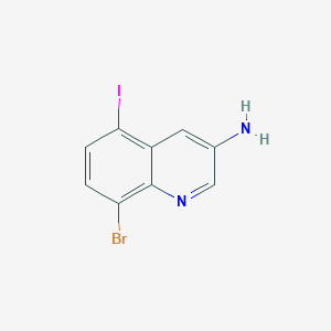 molecular formula C9H6BrIN2 B13230584 8-Bromo-5-iodoquinolin-3-amine 