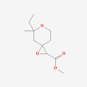 molecular formula C11H18O4 B13230588 Methyl 5-ethyl-5-methyl-1,6-dioxaspiro[2.5]octane-2-carboxylate 