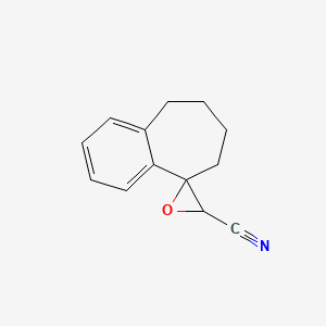molecular formula C13H13NO B13230593 6,7,8,9-Tetrahydrospiro[benzo[7]annulene-5,2'-oxirane]-3'-carbonitrile 