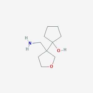 molecular formula C10H19NO2 B13230611 1-[3-(Aminomethyl)oxolan-3-YL]cyclopentan-1-OL 