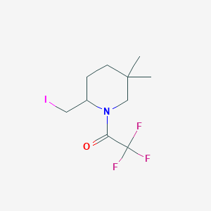 molecular formula C10H15F3INO B13230670 2,2,2-Trifluoro-1-[2-(iodomethyl)-5,5-dimethylpiperidin-1-yl]ethan-1-one 