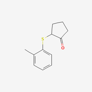 molecular formula C12H14OS B13230690 2-[(2-Methylphenyl)sulfanyl]cyclopentan-1-one 