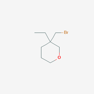molecular formula C8H15BrO B13230700 3-(Bromomethyl)-3-ethyloxane 