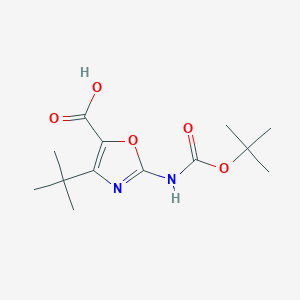 molecular formula C13H20N2O5 B13230793 2-{[(Tert-butoxy)carbonyl]amino}-4-tert-butyl-1,3-oxazole-5-carboxylic acid 