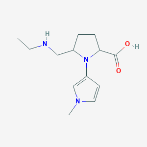molecular formula C13H21N3O2 B13230812 5-[(Ethylamino)methyl]-1-(1-methyl-1H-pyrrol-3-yl)pyrrolidine-2-carboxylic acid 