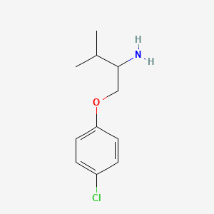 molecular formula C11H16ClNO B13230823 1-(2-Amino-3-methylbutoxy)-4-chlorobenzene 