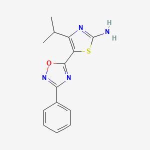 molecular formula C14H14N4OS B1323087 4-Isopropyl-5-(3-phenyl-1,2,4-oxadiazol-5-yl)-1,3-thiazol-2-amine CAS No. 937682-00-3