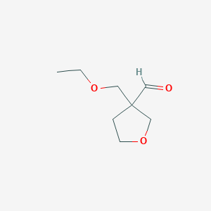 molecular formula C8H14O3 B13231164 3-(Ethoxymethyl)oxolane-3-carbaldehyde 