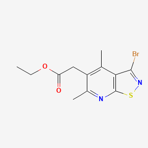 molecular formula C12H13BrN2O2S B13231178 Ethyl 2-{3-bromo-4,6-dimethyl-[1,2]thiazolo[5,4-b]pyridin-5-yl}acetate 