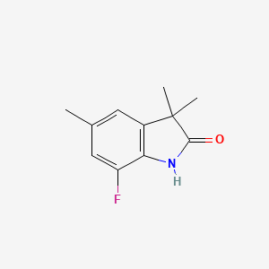 molecular formula C11H12FNO B13231364 7-Fluoro-3,3,5-trimethyl-1,3-dihydro-indol-2-one 