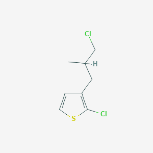 molecular formula C8H10Cl2S B13231368 2-Chloro-3-(3-chloro-2-methylpropyl)thiophene 