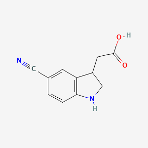 molecular formula C11H10N2O2 B13231385 2-(5-cyano-2,3-dihydro-1H-indol-3-yl)acetic Acid 