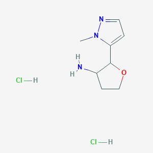 molecular formula C8H15Cl2N3O B13231416 2-(1-Methyl-1H-pyrazol-5-yl)oxolan-3-amine dihydrochloride 